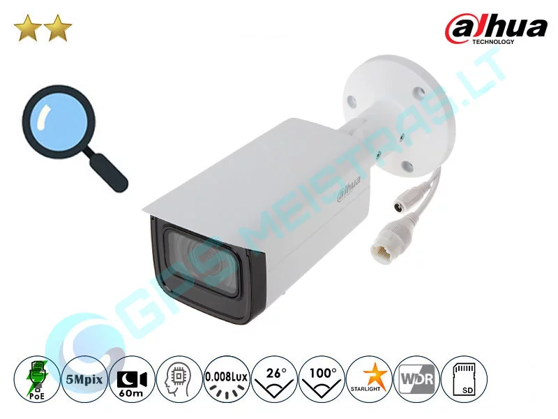 Dahua Cilindrinė IP Kamera 5Mpix Raiška, Zoom 4x, 2531FZ