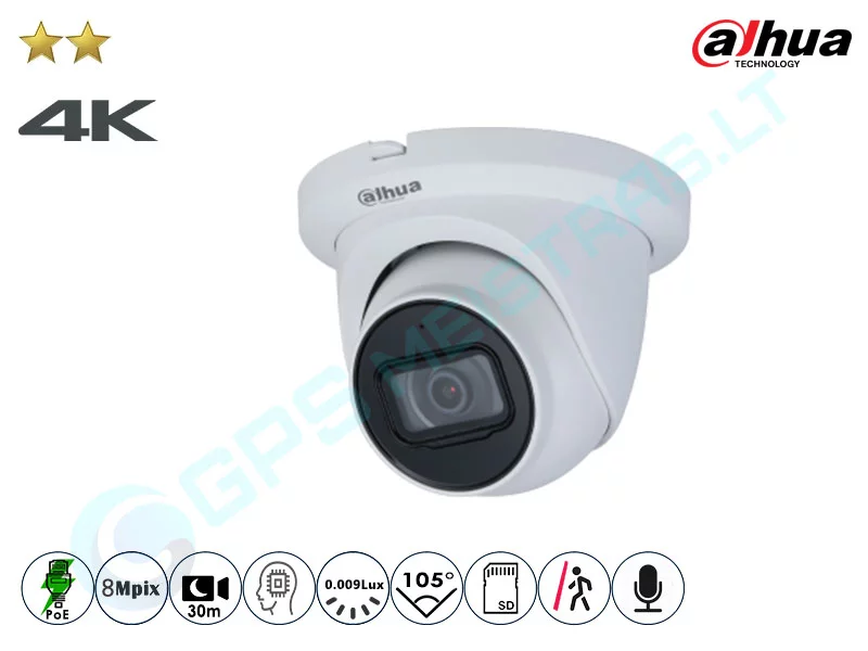 Dahua Kupolinė IP Kamera 8Mpix Raiška, 2831D