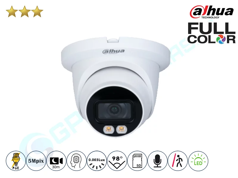 Dahua Kupolinė IP Kamera 5Mpix Raiška, 3549D Su LED
