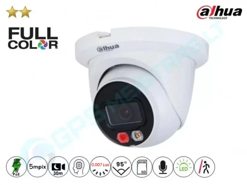 Dahua Kupolinė IP Kamera 5Mpix Raiška, 2549D Dual LED+IR V2.0