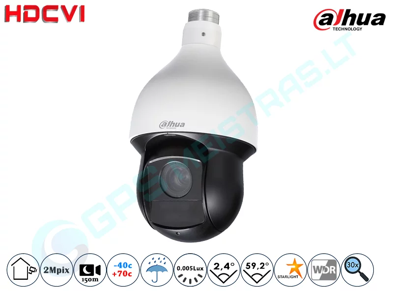 Dahua Valdoma HD-CVI Vaizdo Kamera, 2 MP, Zoom 30x 5KLASĖ