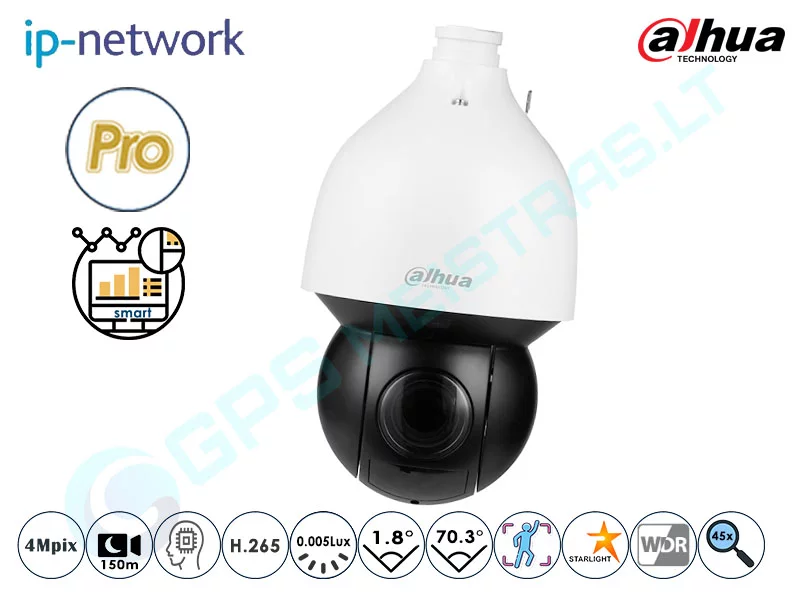 Dahua Valdoma IP Kamera, 4Mpix Raiška, Zoom 45x, PRO AI, 5A445X